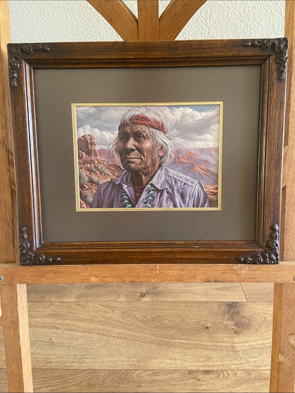 Southwestern Native American Portrait Print Rustic Wood Frame Wall Art
